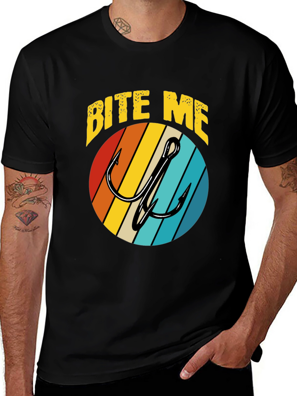 Bite Me Fishing Hook Retro T-Shirt