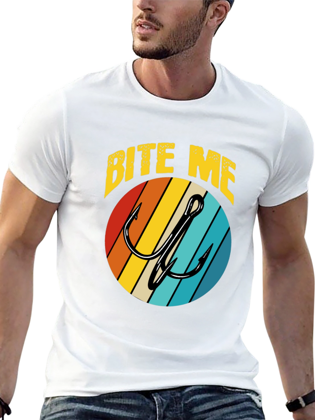 Bite Me Fishing Hook Retro T-Shirt