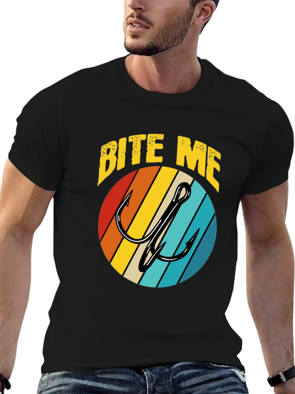 Bite Me Fishing Hook Retro T-Shirt