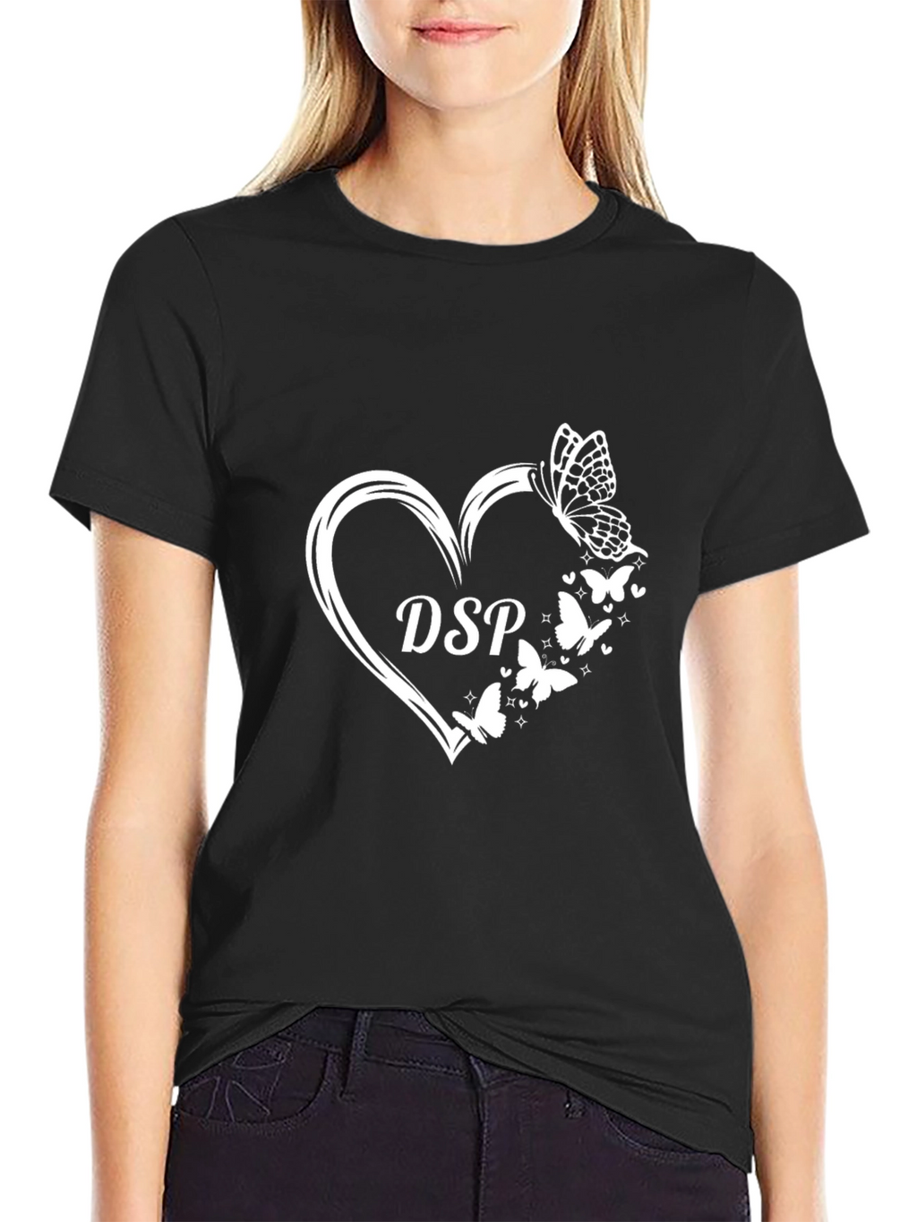 DSP Heart Butterfly Black Tee