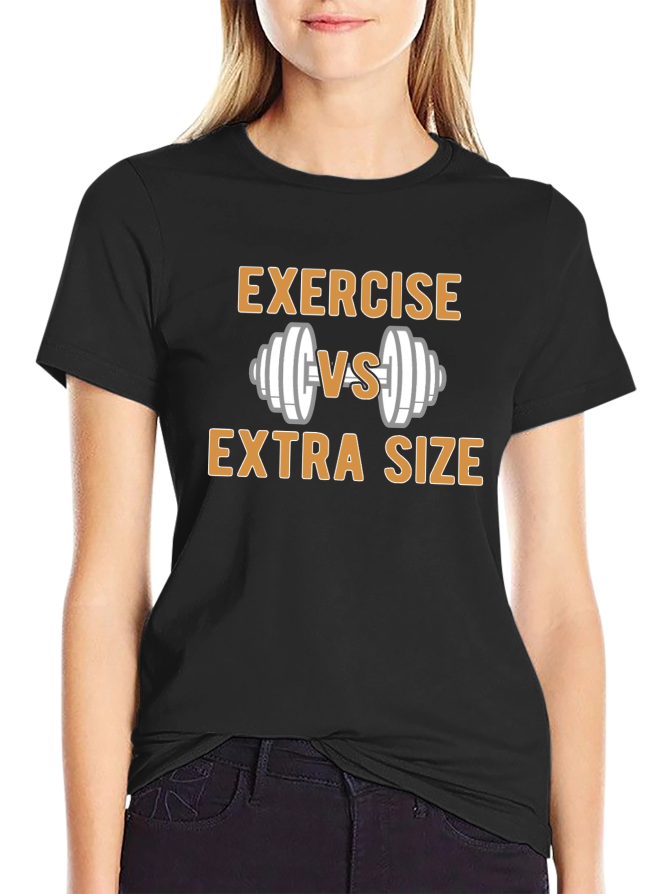 Exercise vs Extra Size Black Graphic T-Shirt