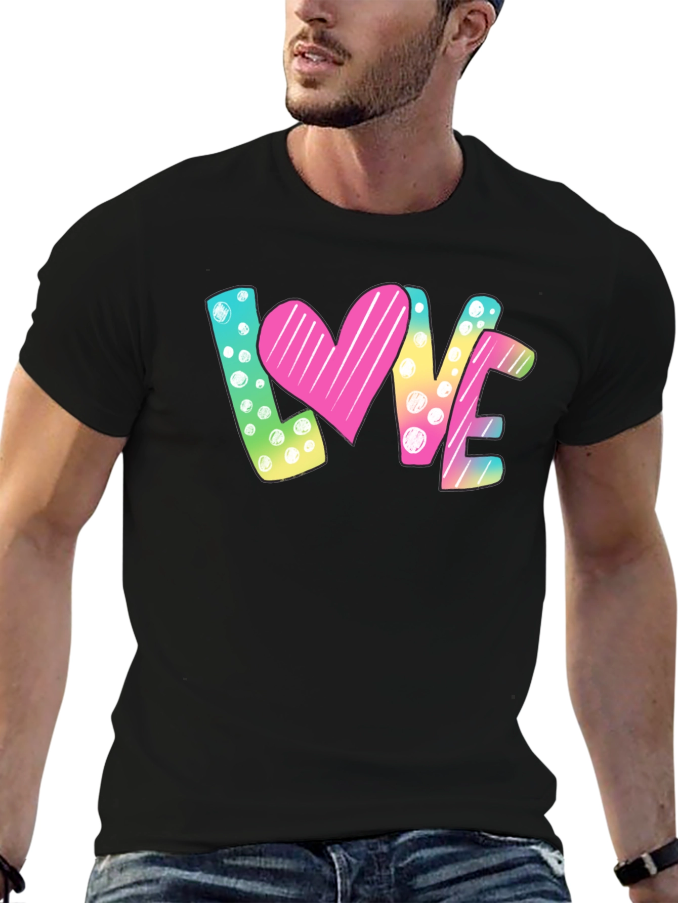 Love Graphic Print Black T-Shirt