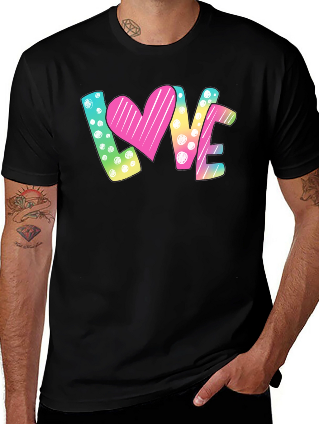 Love Graphic Print Black T-Shirt