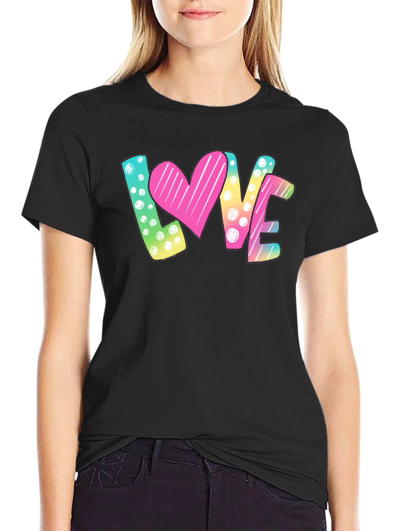Love Graphic Print Black T-Shirt