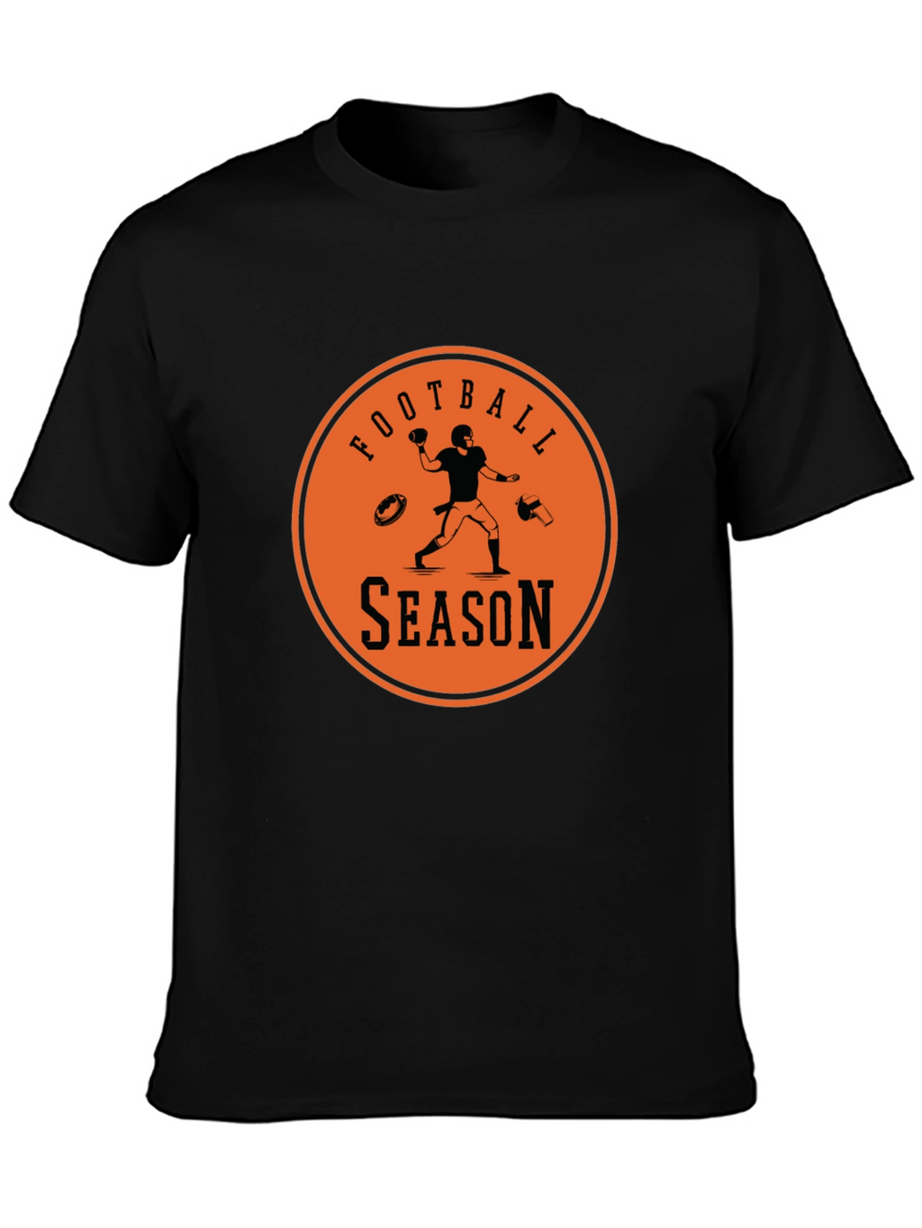 Football Season Graphic Tee - Black Cotton T-Shirt