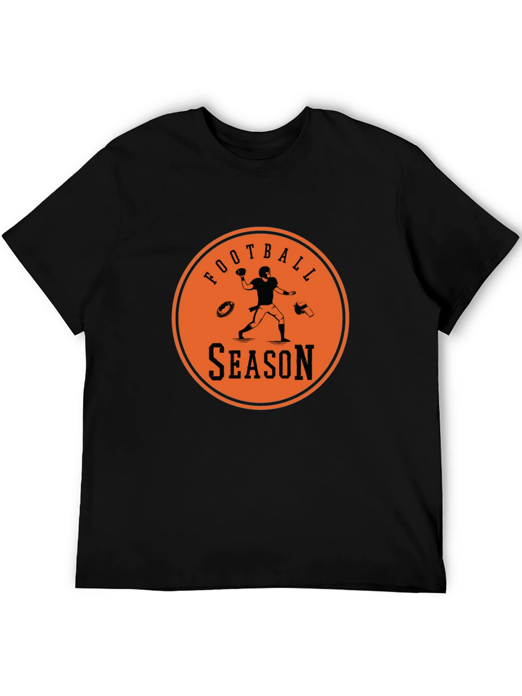 Football Season Graphic Tee - Black Cotton T-Shirt