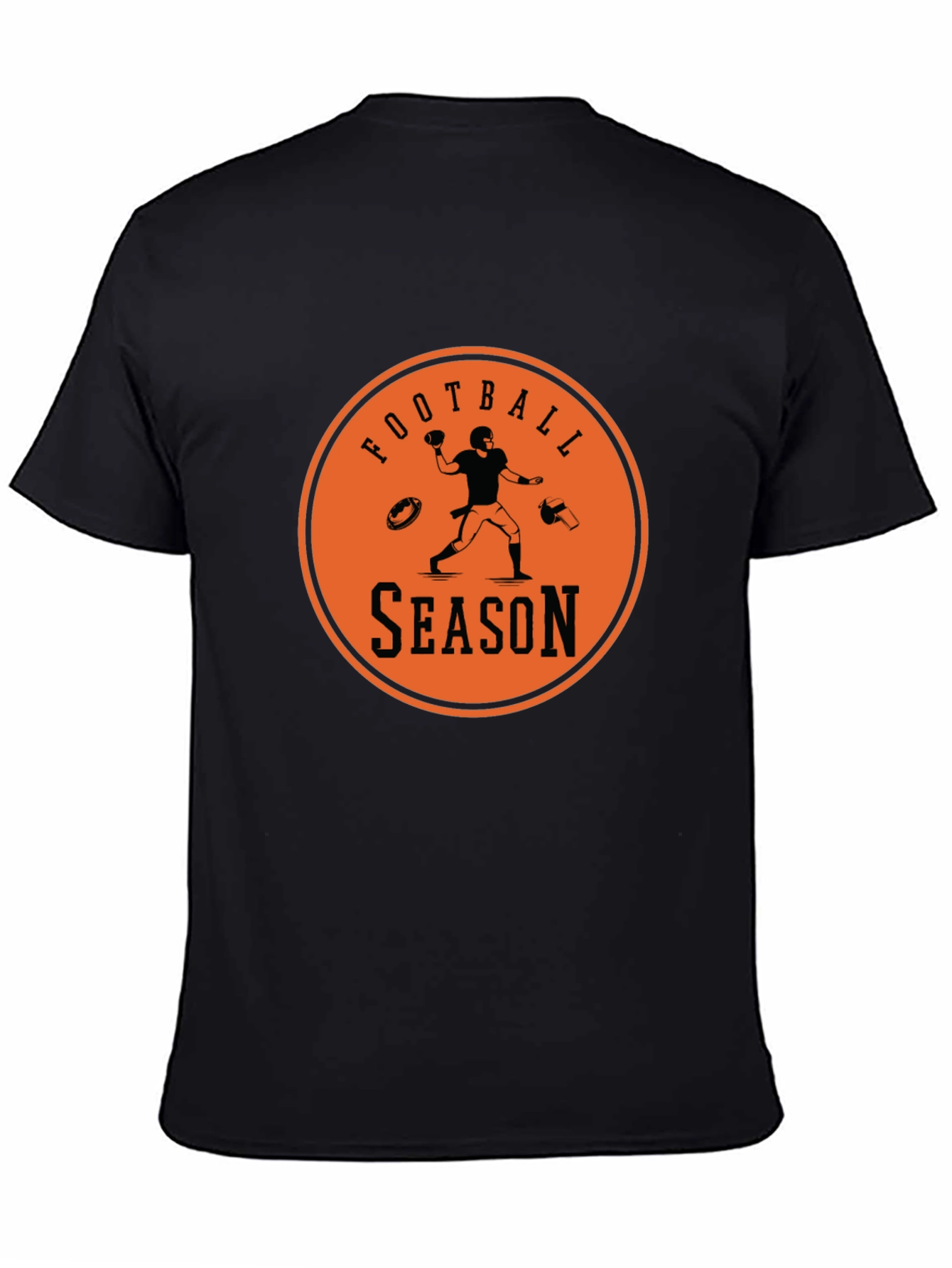 Football Season Graphic Tee - Black Cotton T-Shirt
