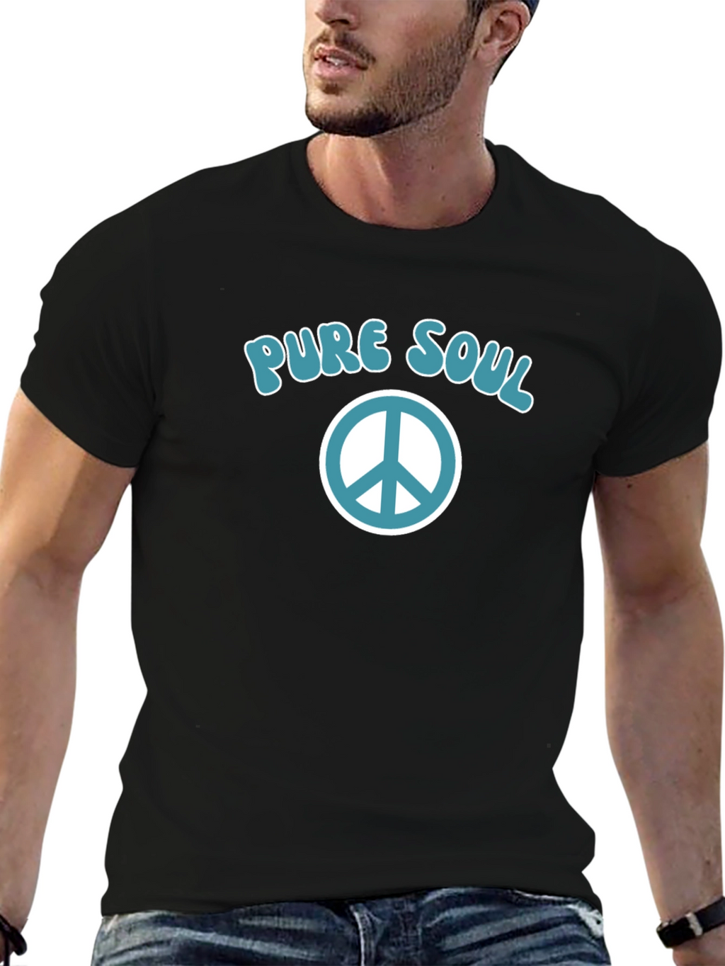 Pure Soul Peace Sign Graphic T-Shirt