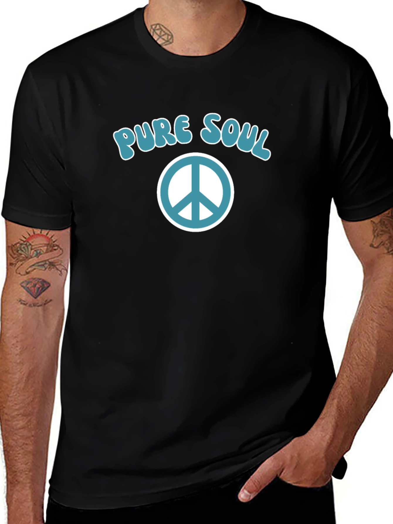 Pure Soul Peace Sign Graphic T-Shirt