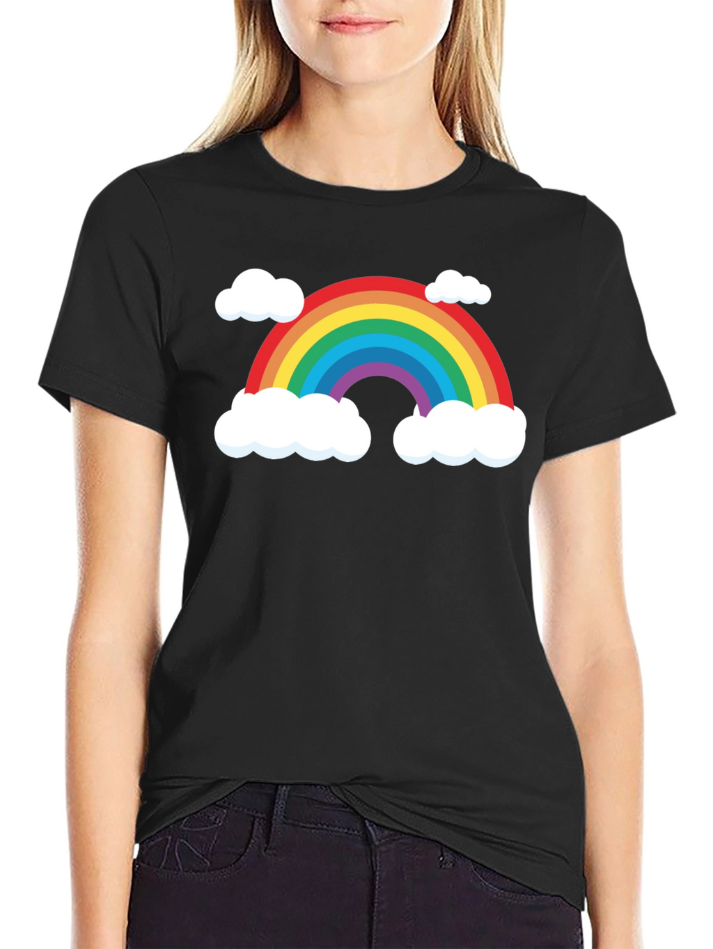 Rainbow Cloud Graphic Black T-Shirt
