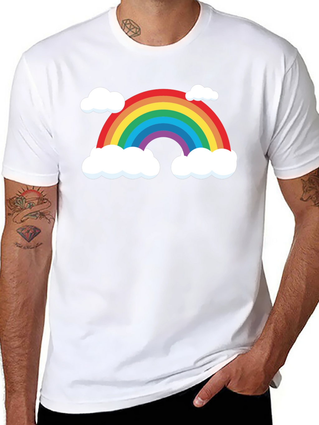 Rainbow Cloud Graphic Black T-Shirt