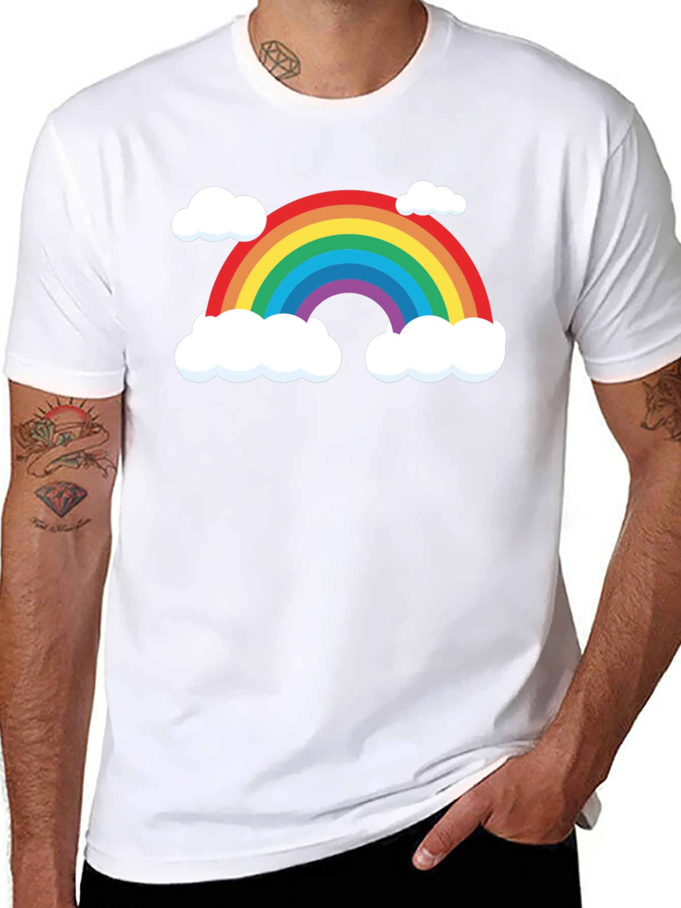 Rainbow Cloud Graphic Black T-Shirt