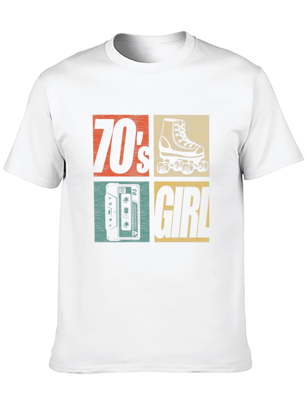 70s Girl Retro Roller Skate Cassette T-Shirt