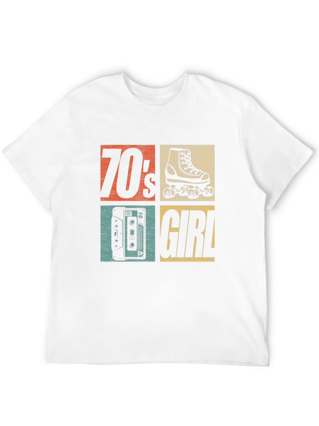 70s Girl Retro Roller Skate Cassette T-Shirt
