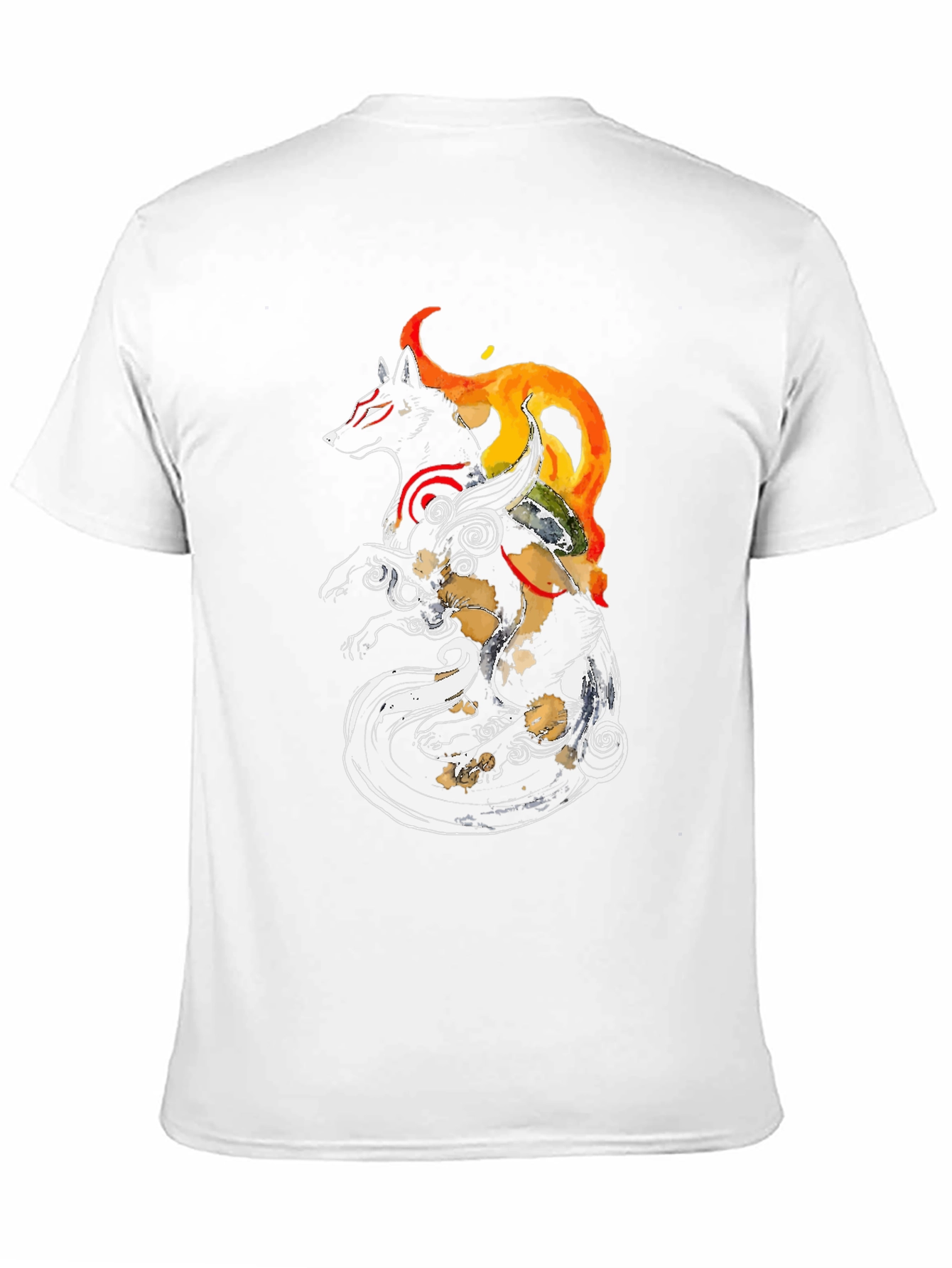 Okami Inspired Black Graphic Tee - Anime Wolf Shirt