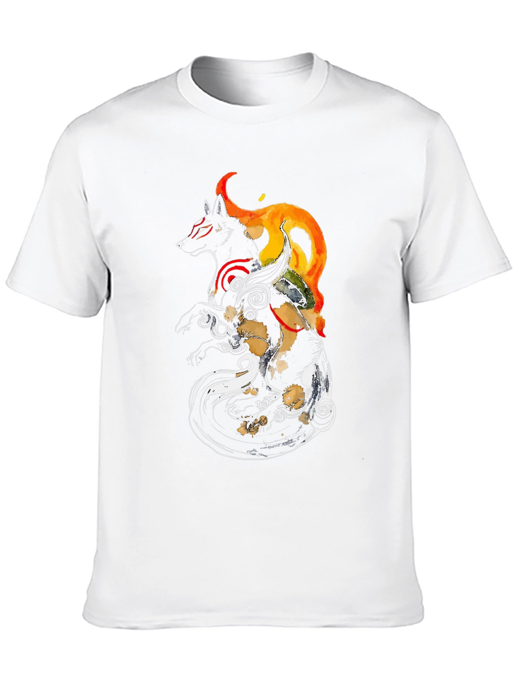Okami Inspired Black Graphic Tee - Anime Wolf Shirt
