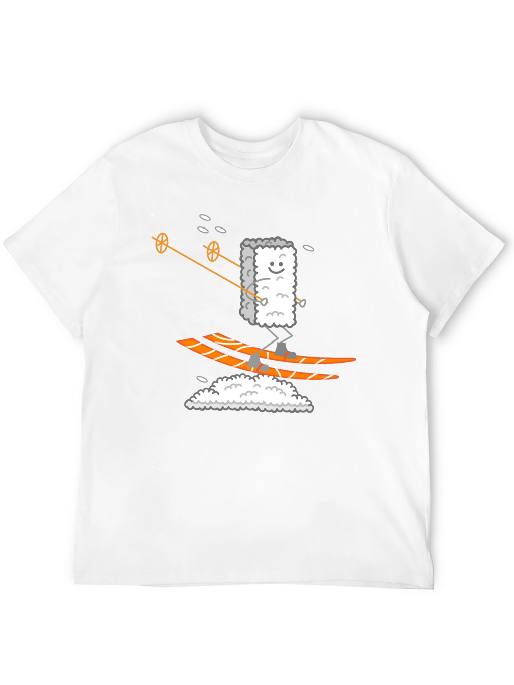 Sushi Skier Graphic Tee - Black Cotton T-Shirt
