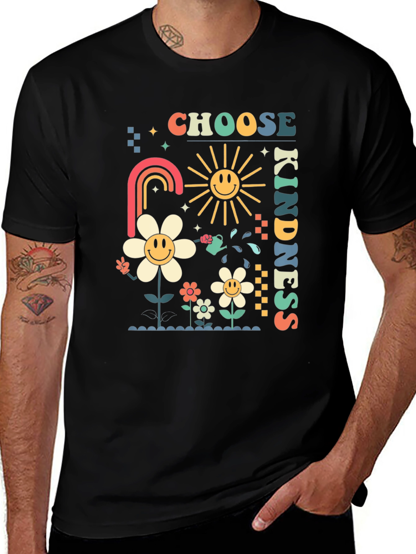 Choose Kindness Graphic Tee - Retro Floral Design