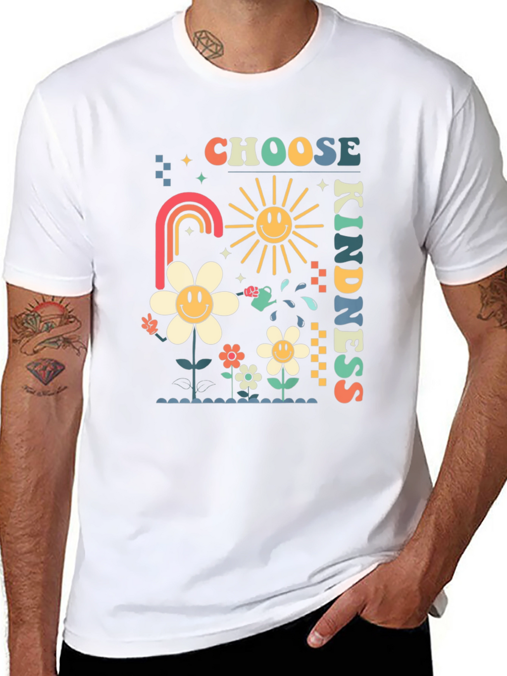 Choose Kindness Graphic Tee - Retro Floral Design