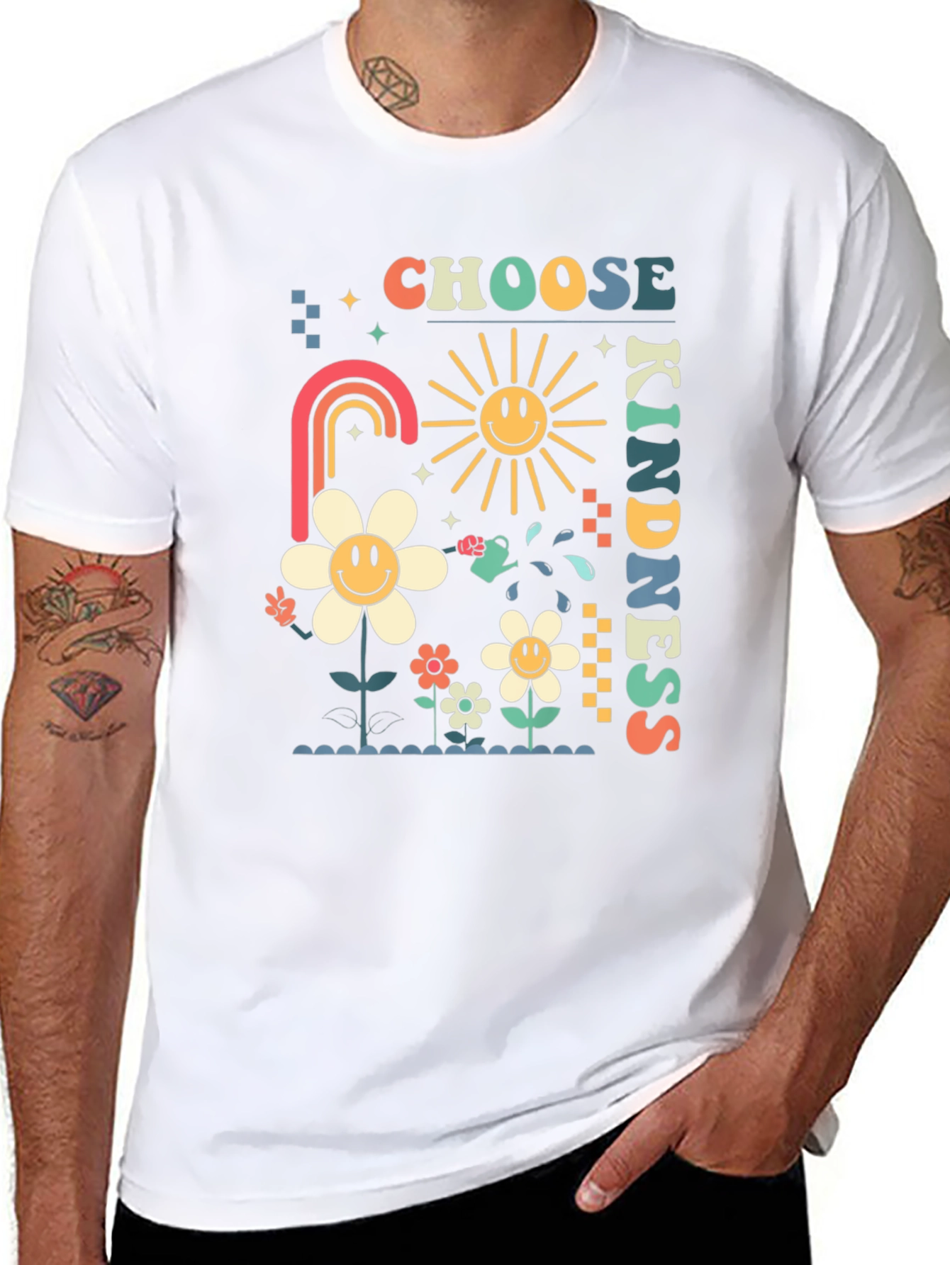 Choose Kindness Graphic Tee - Retro Floral Design