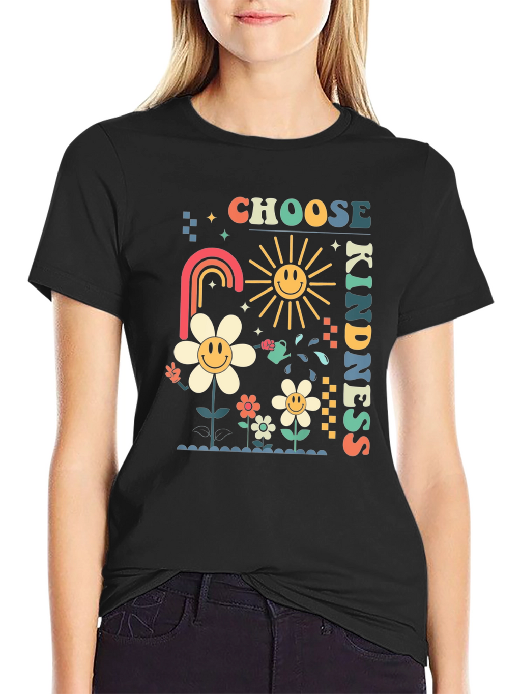 Choose Kindness Graphic Tee - Retro Floral Design