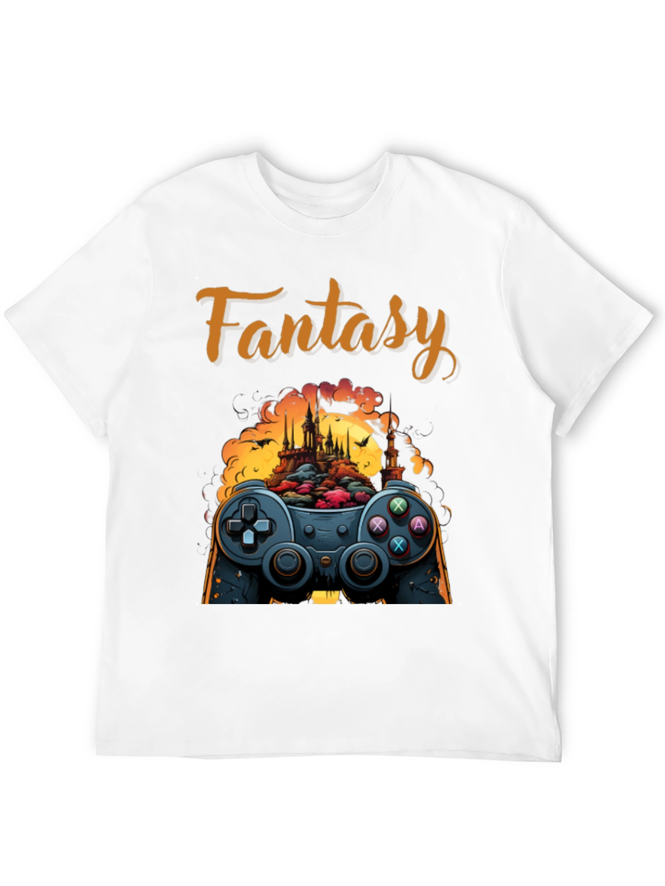 Fantasy Gaming T-Shirt - Controller & Castle Design