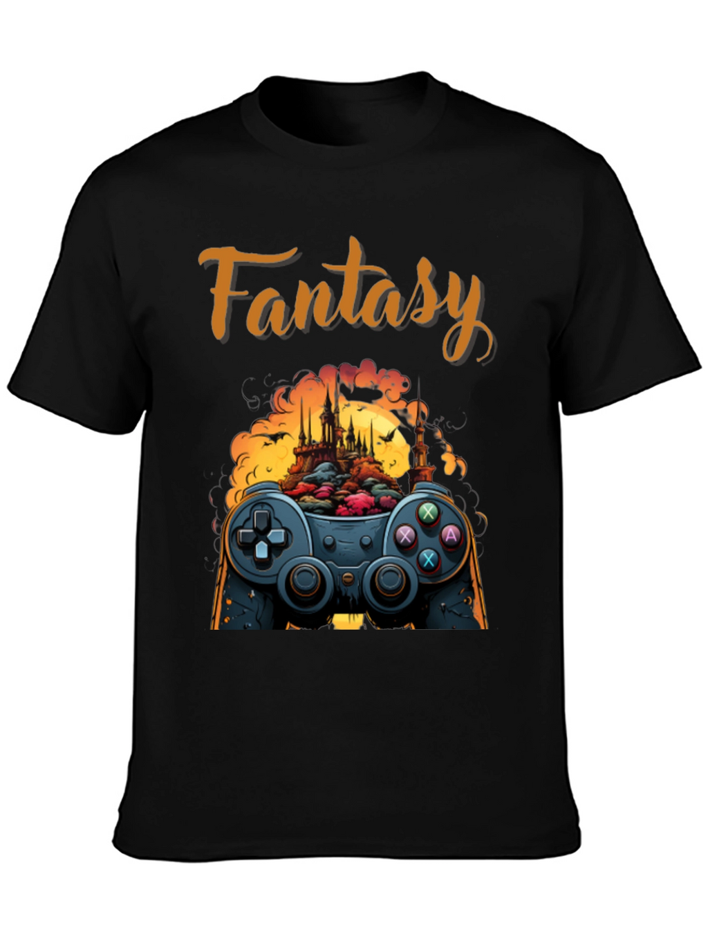 Fantasy Gaming T-Shirt - Controller & Castle Design