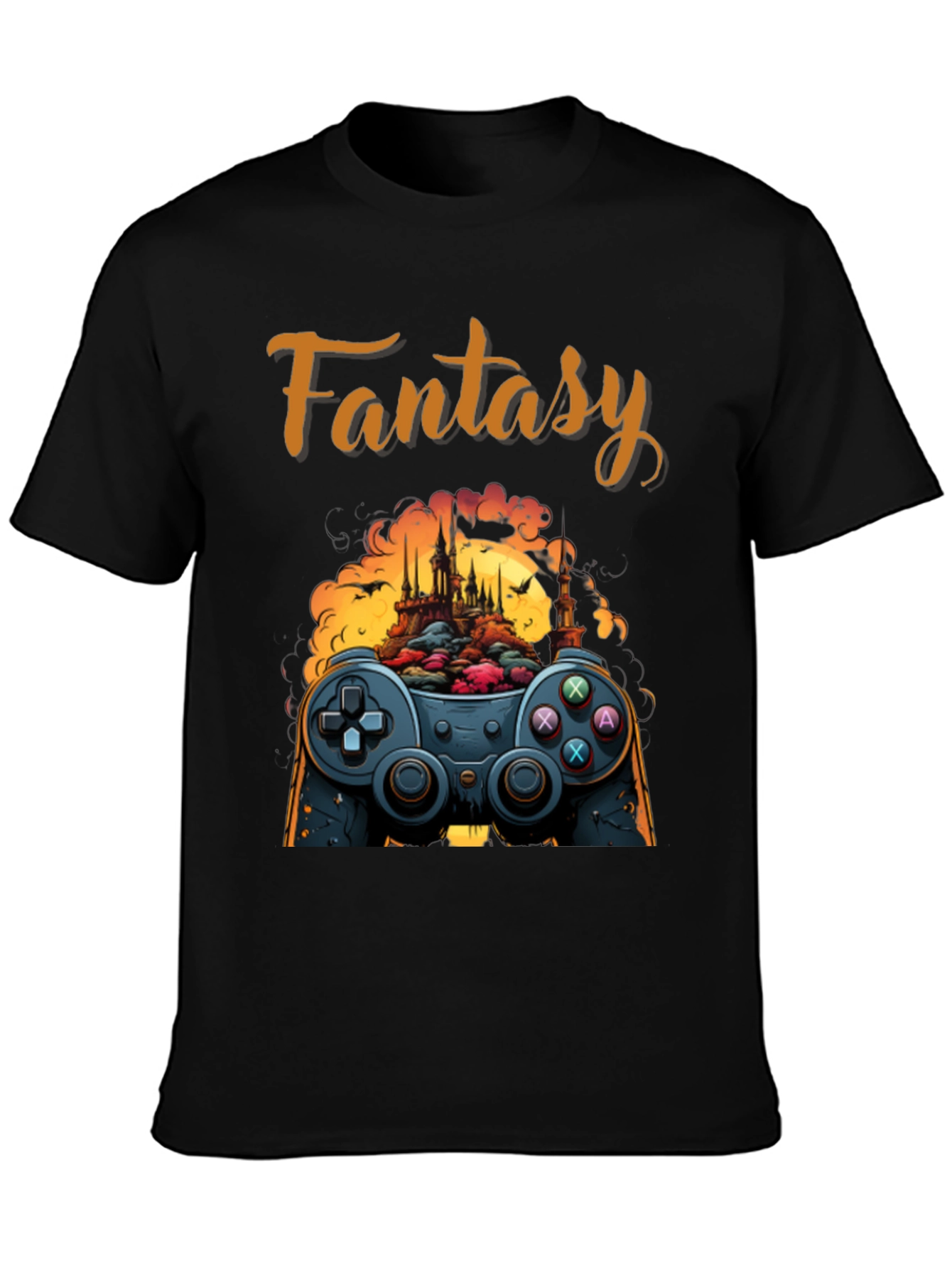 Fantasy Gaming T-Shirt - Controller & Castle Design