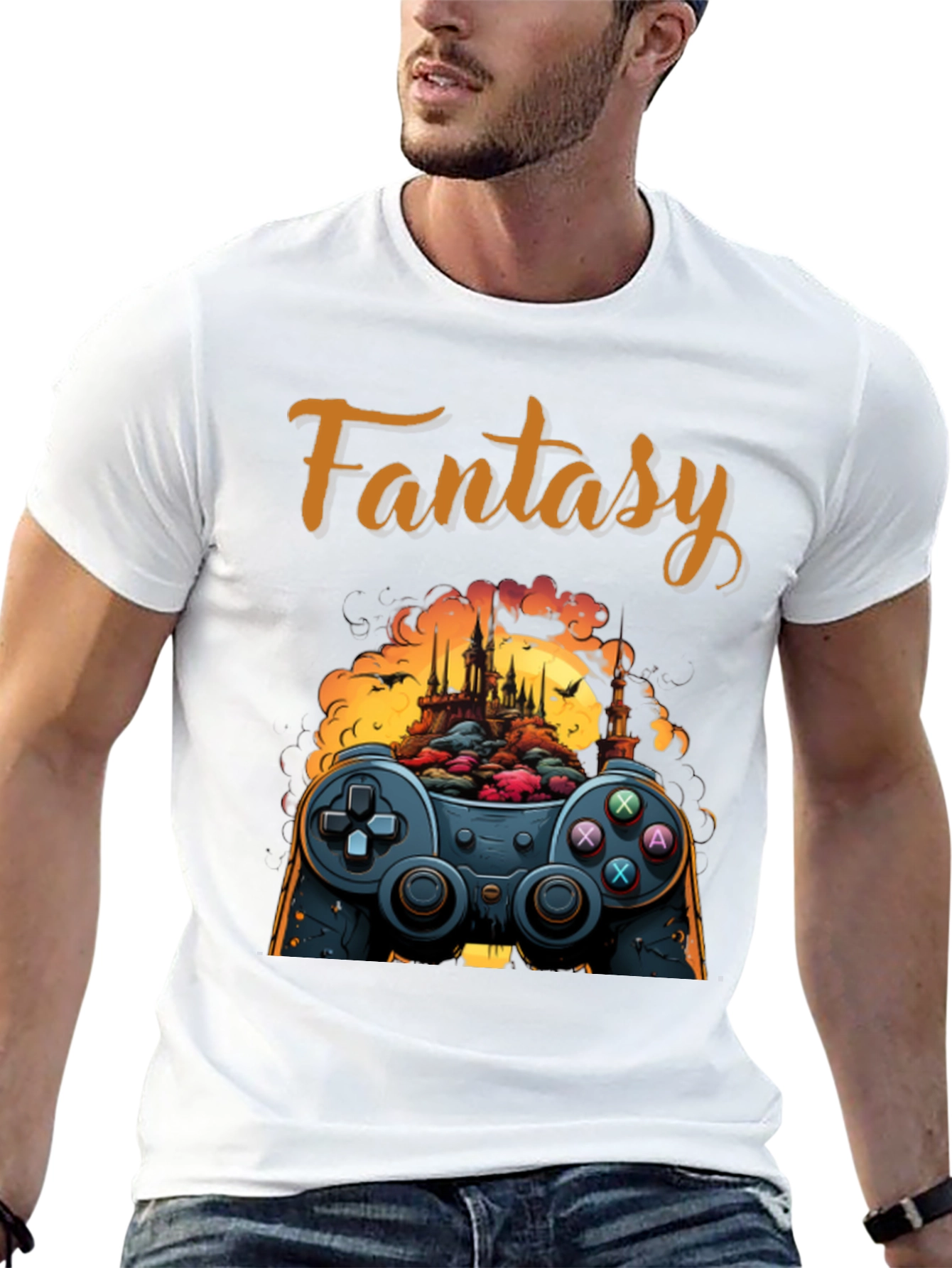 Fantasy Gaming T-Shirt - Controller & Castle Design