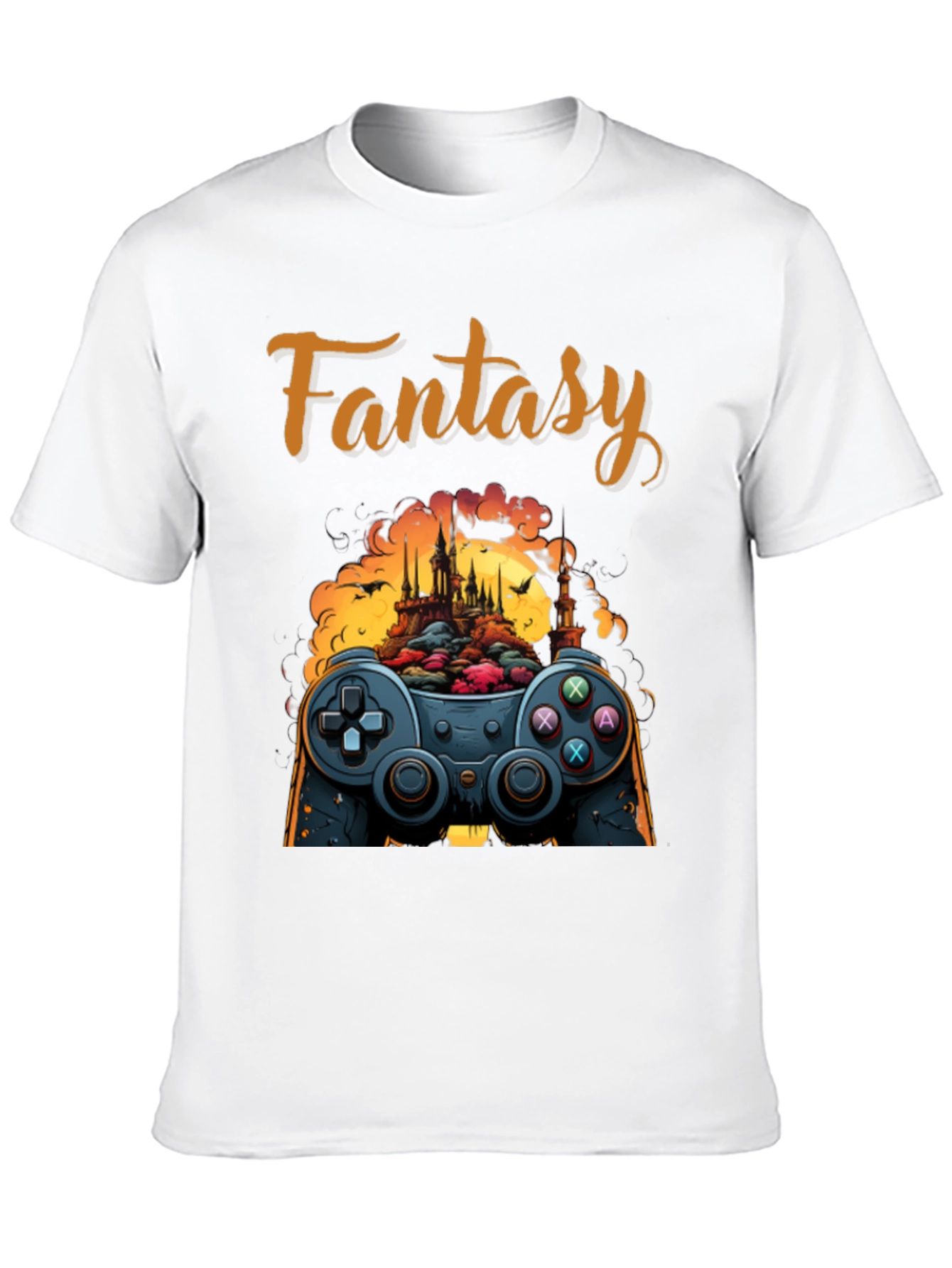 Fantasy Gaming T-Shirt - Controller & Castle Design