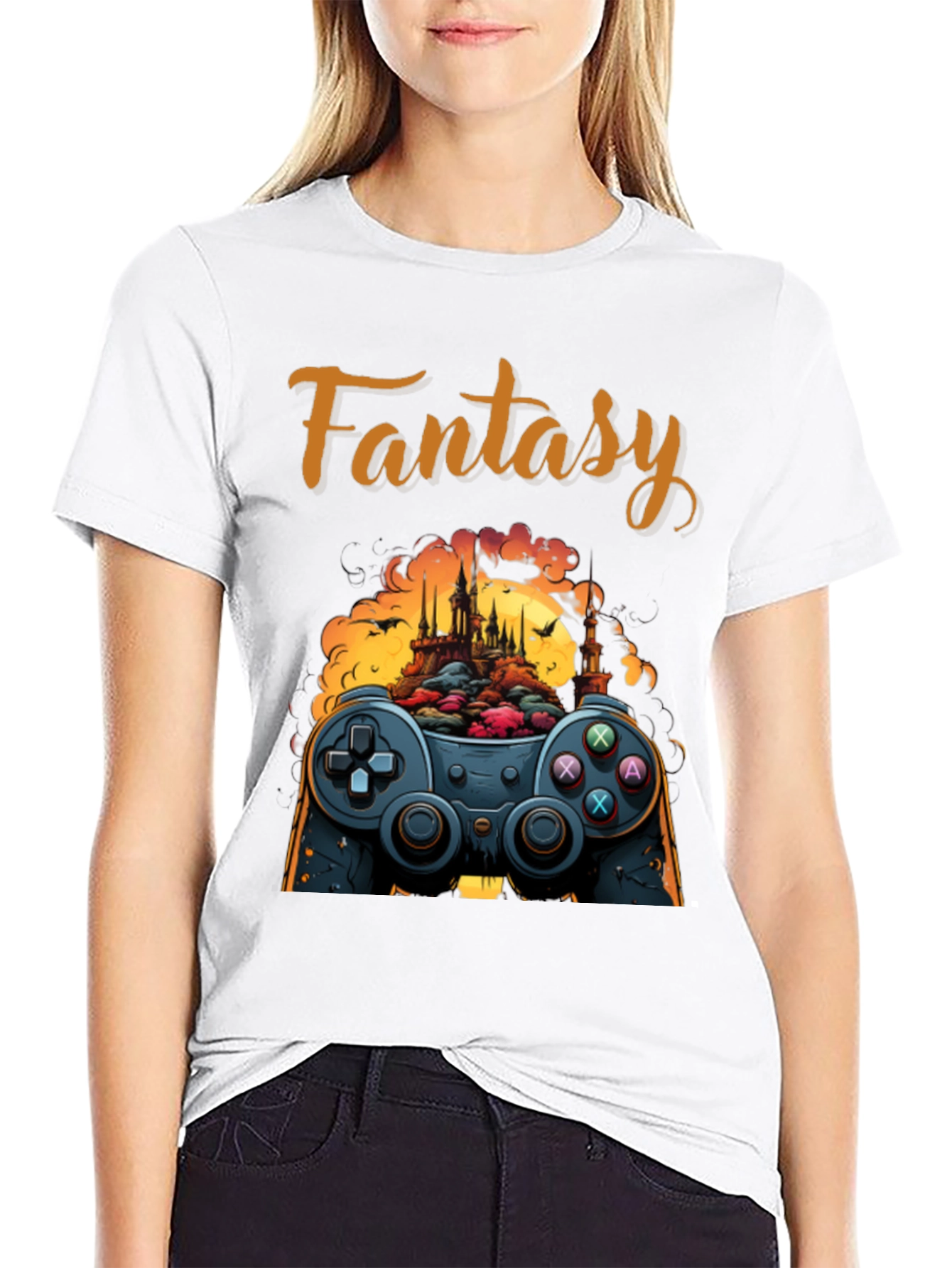 Fantasy Gaming T-Shirt - Controller & Castle Design