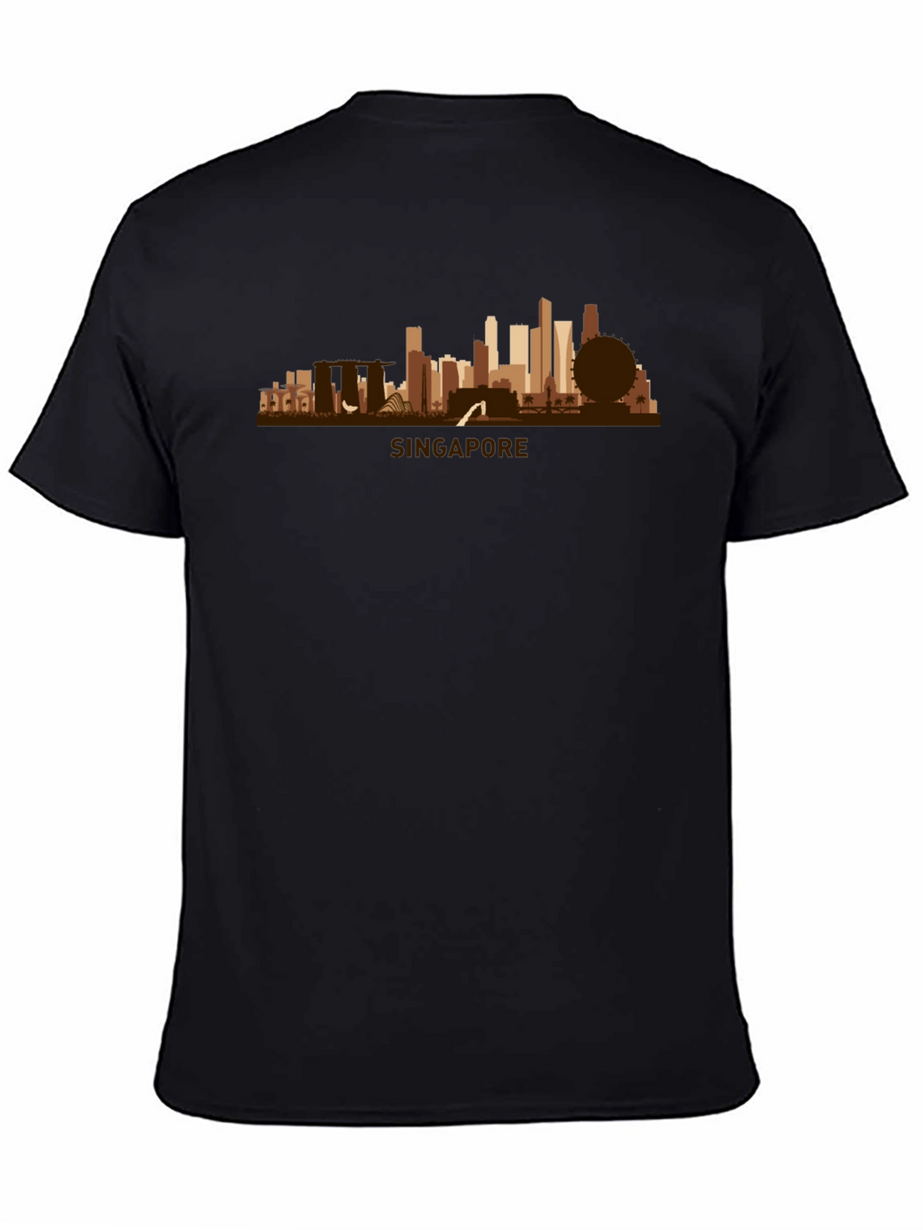 Singapore Skyline Graphic Tee - Black Cotton