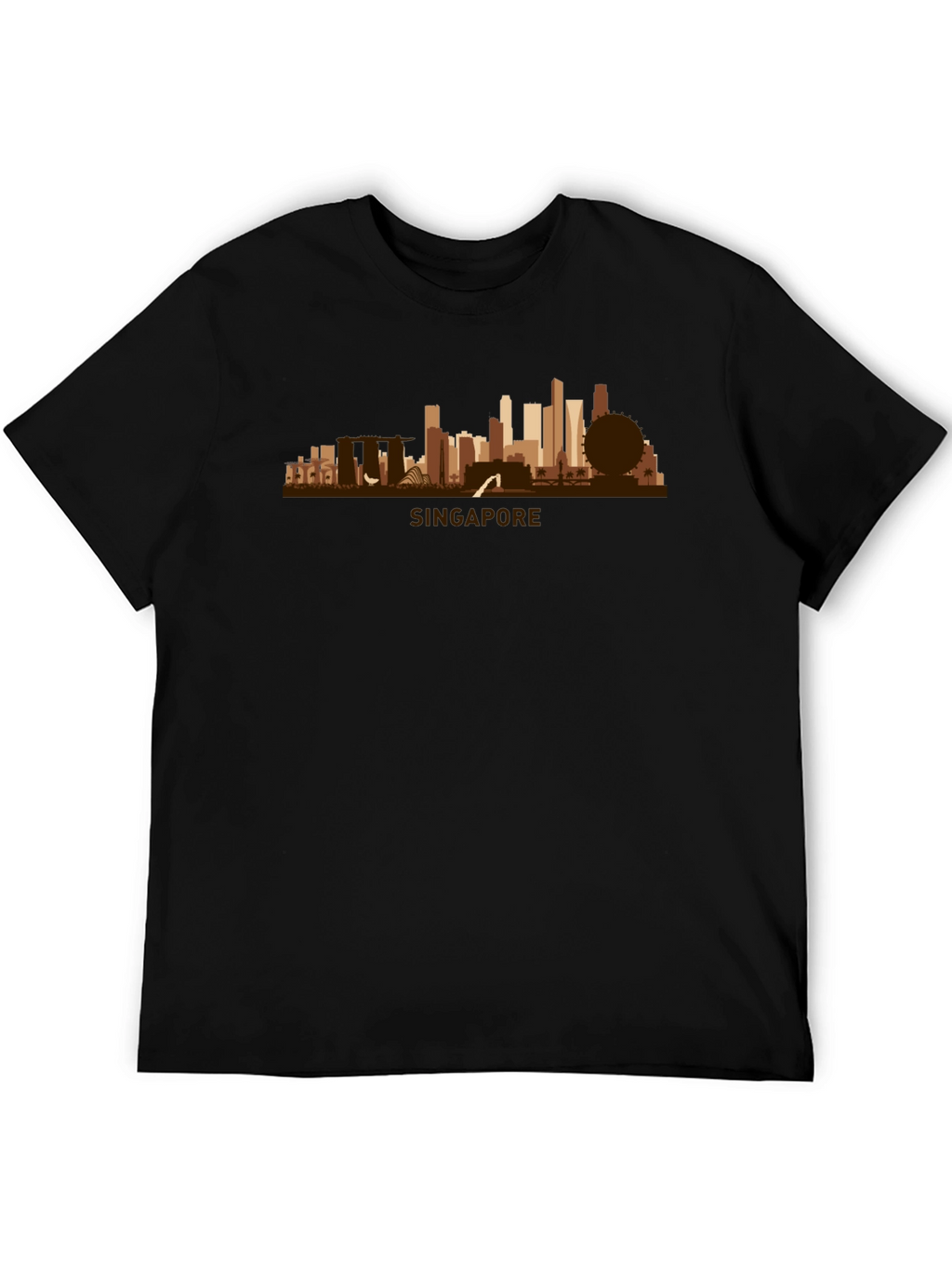 Singapore Skyline Graphic Tee - Black Cotton