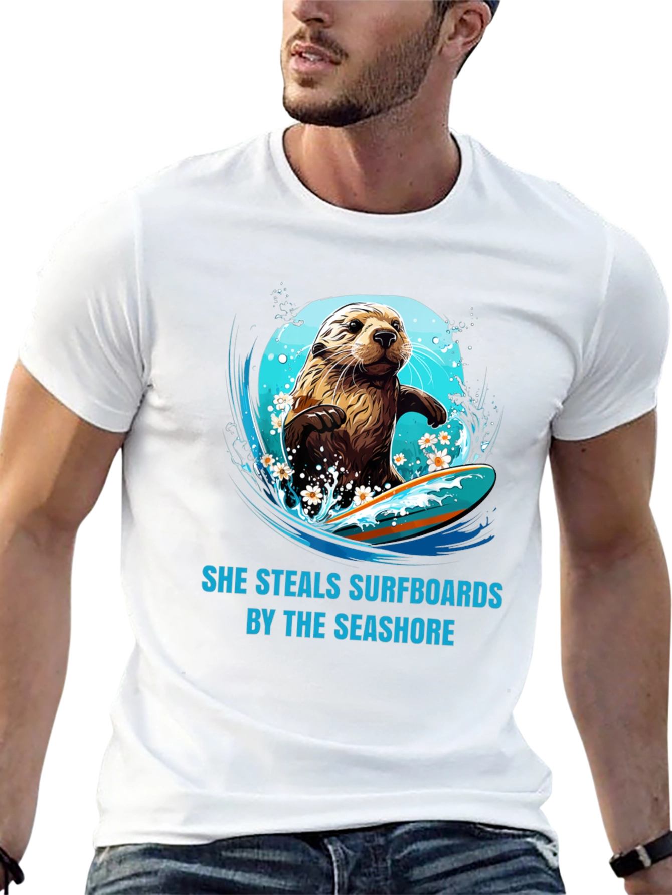 Surfing Otter T-Shirt - She Steals Surfboards