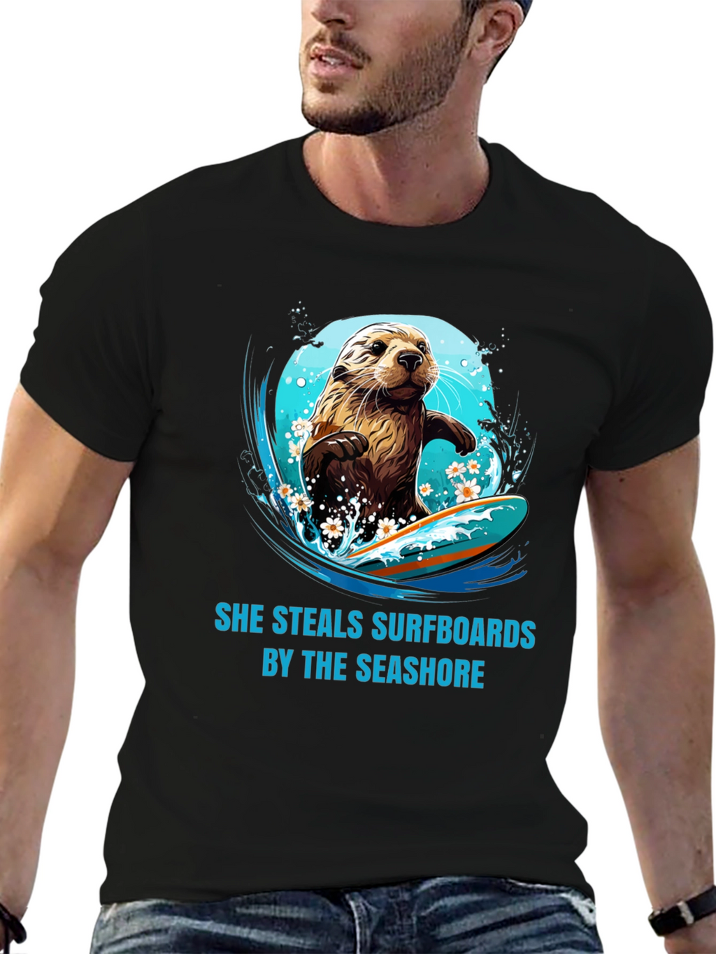 Surfing Otter T-Shirt - She Steals Surfboards