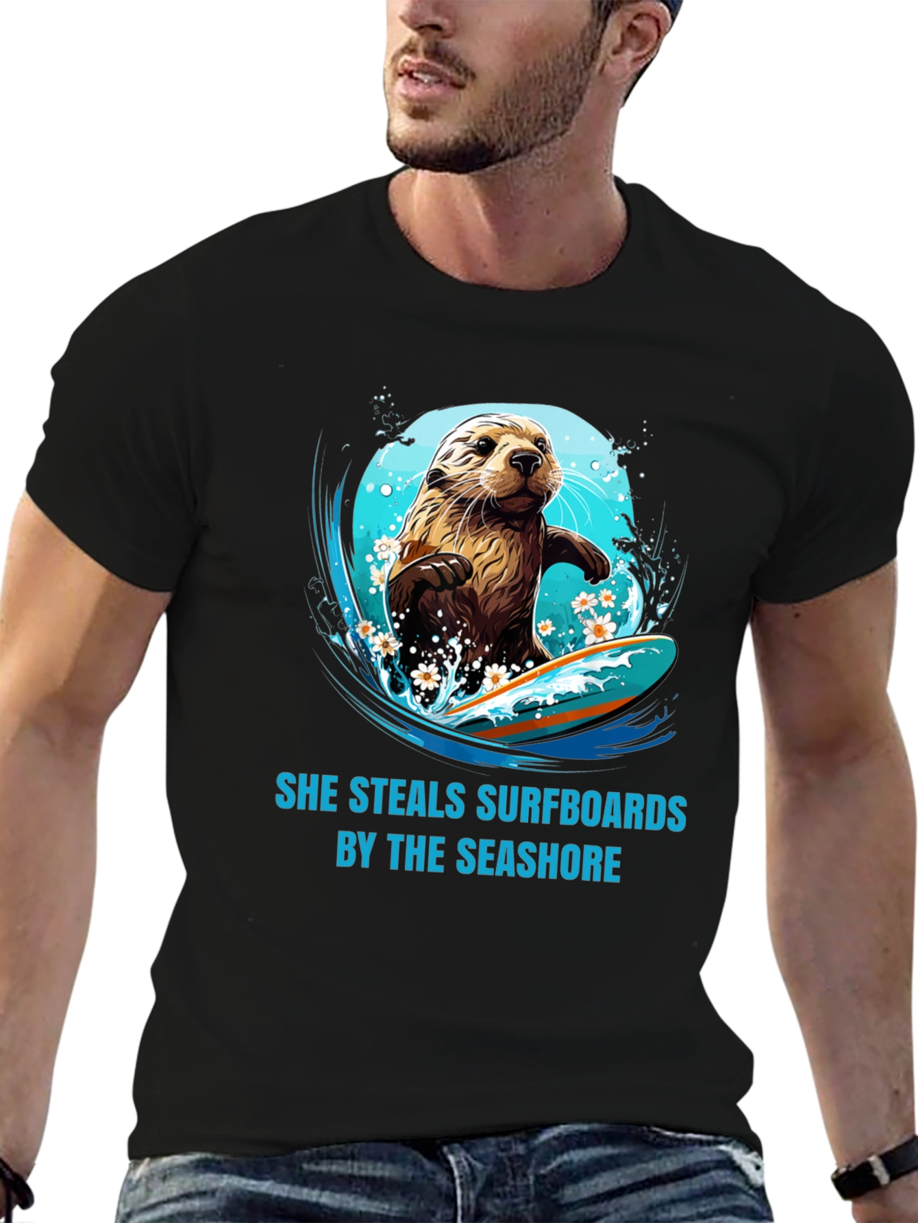 Surfing Otter T-Shirt - She Steals Surfboards