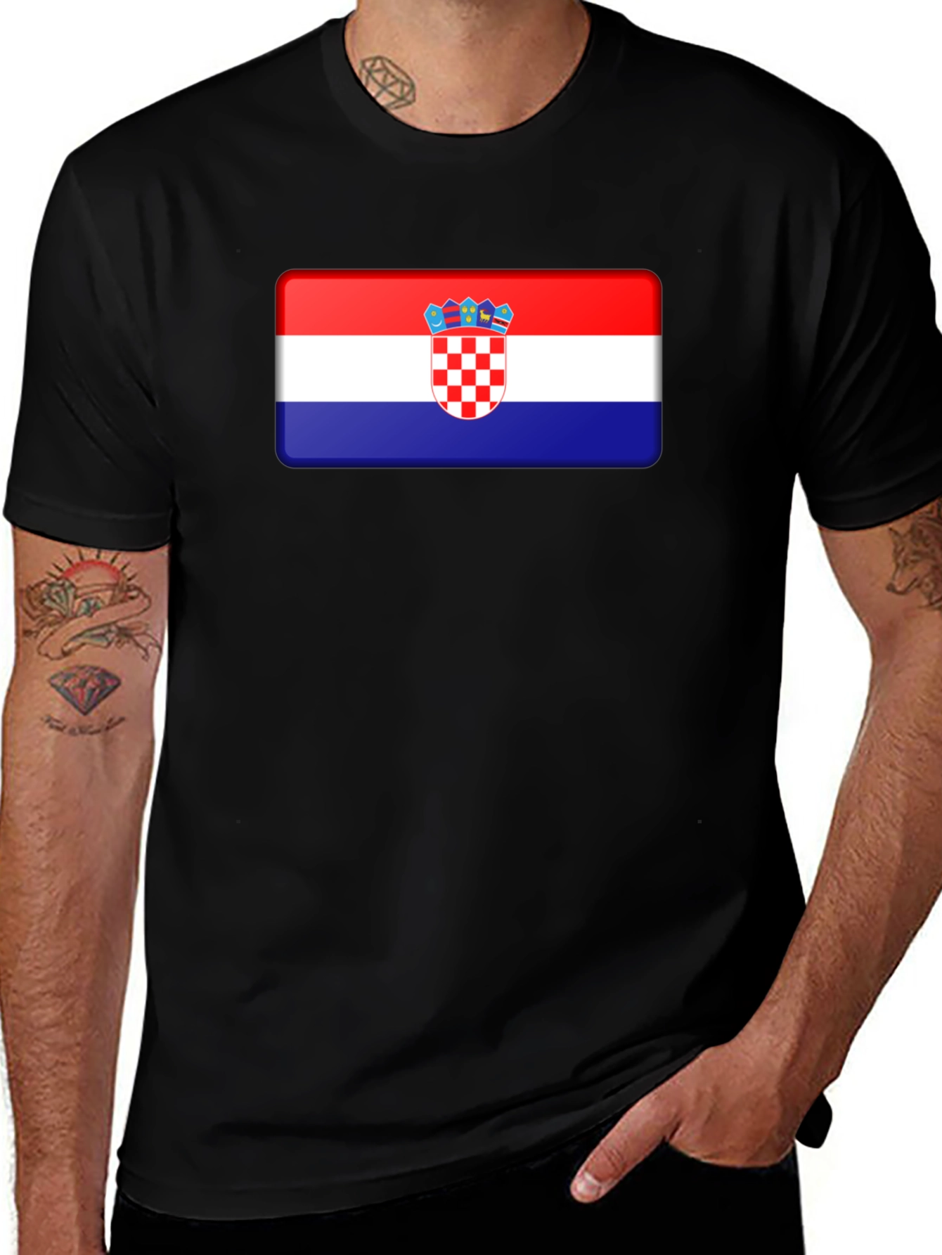 Croatian Flag T-Shirt - Mens Short Sleeve Crew Neck