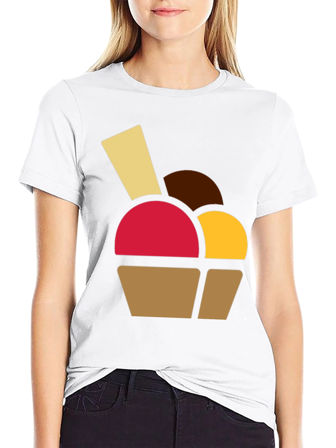 Fun Dessert Graphic Tee - Casual Black T-Shirt