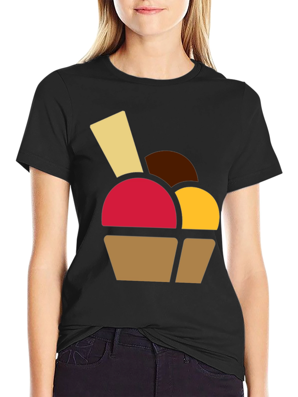 Fun Dessert Graphic Tee - Casual Black T-Shirt