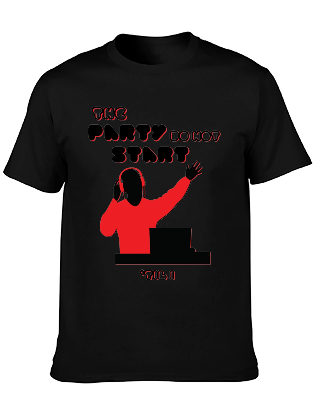 Party Time DJ Graphic Tee - Black Cotton Blend