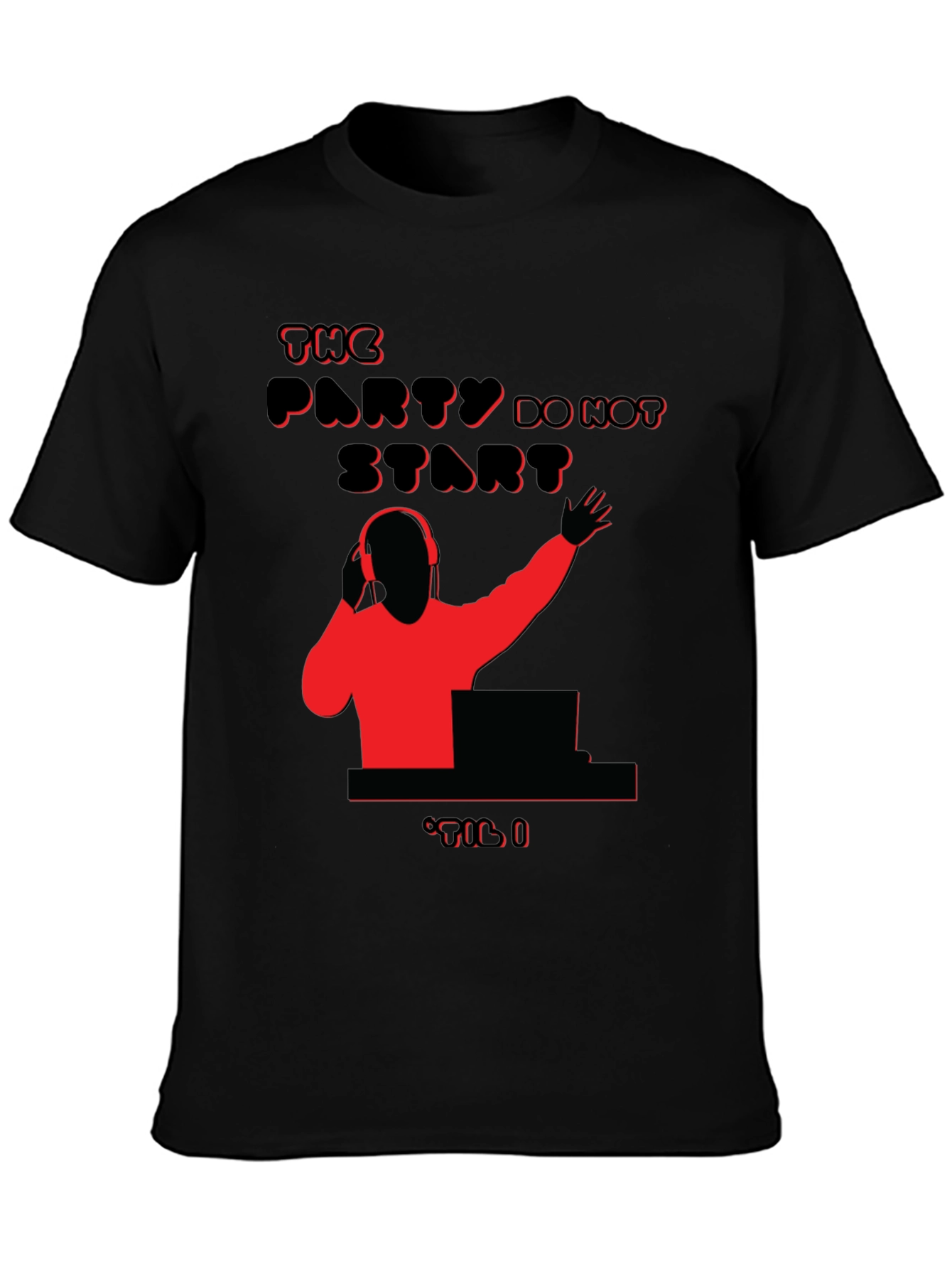 Party Time DJ Graphic Tee - Black Cotton Blend