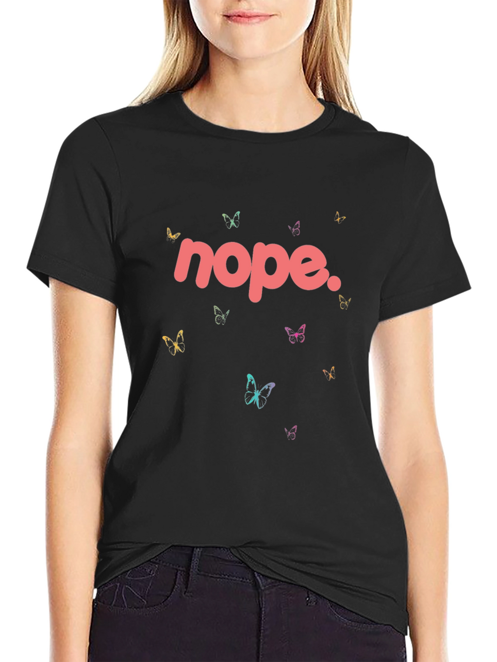 Nope Butterfly Graphic Tee - Stylish Casual Wear