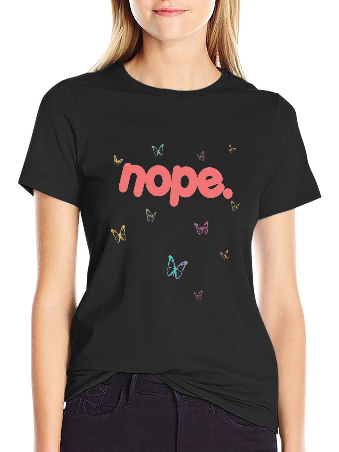 Nope Butterfly Graphic Tee - Stylish Casual Wear