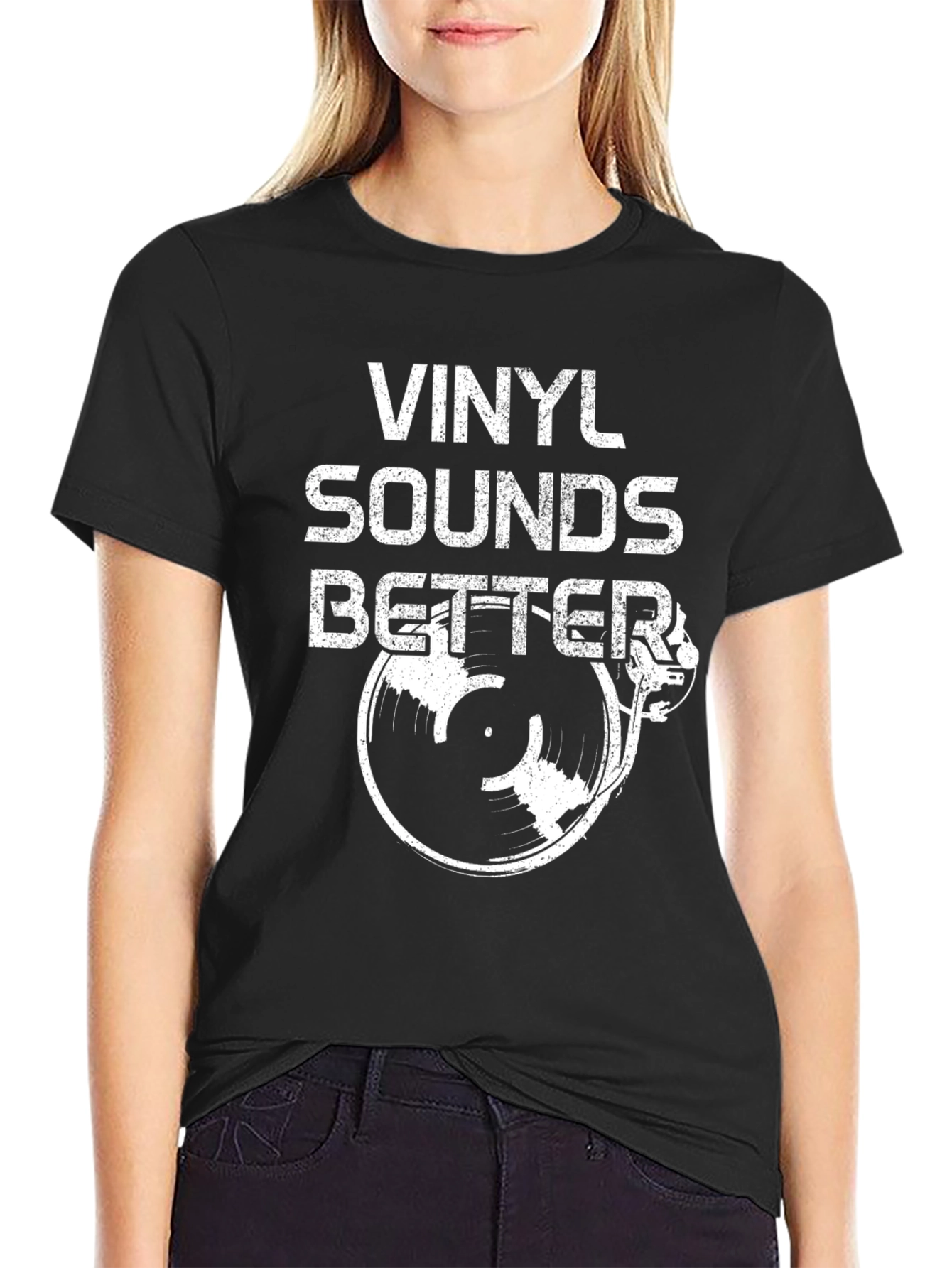 Vinyl Sounds Better Black Graphic Tee