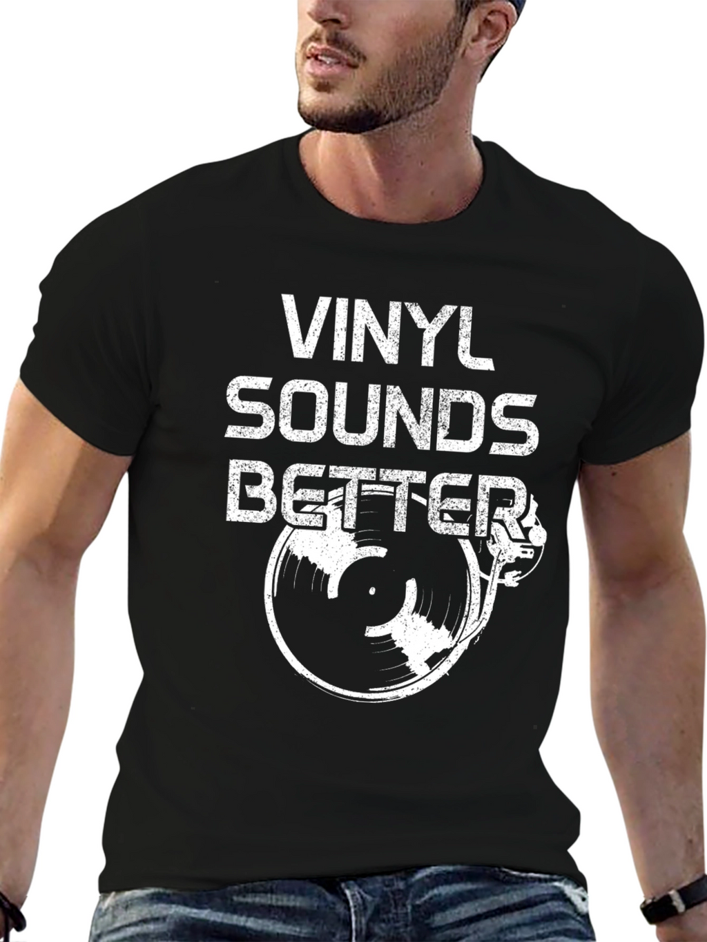 Vinyl Sounds Better Black Graphic Tee