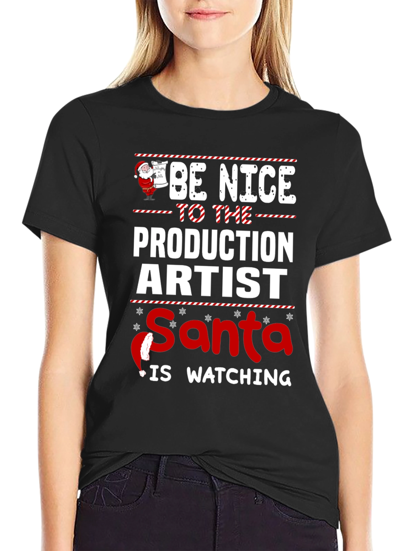 Be Nice to the Production Artist - Santa Christmas T-Shirt