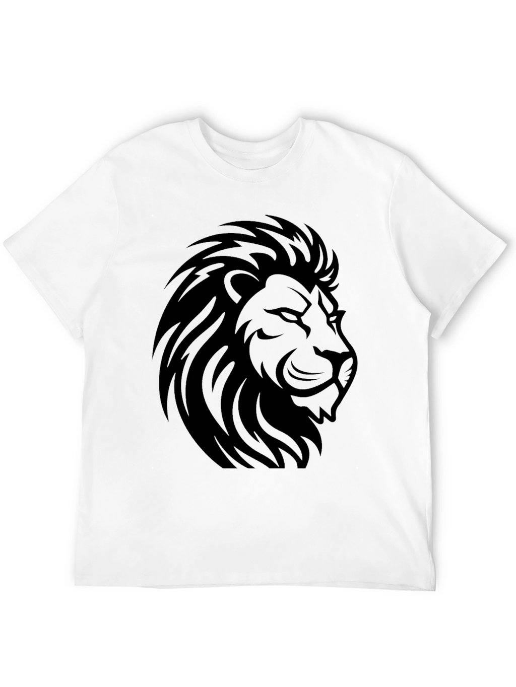 Lion Head Graphic Black T-Shirt - Mens Casual Tee
