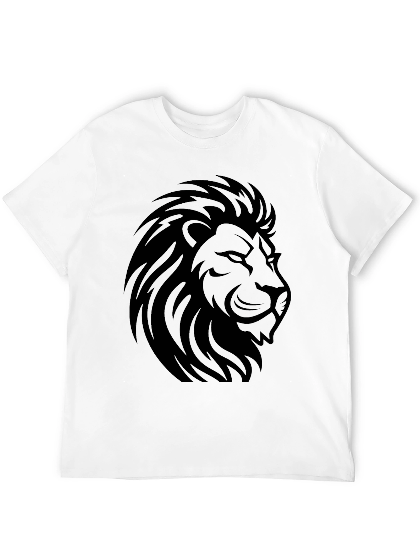 Lion Head Graphic Black T-Shirt - Mens Casual Tee