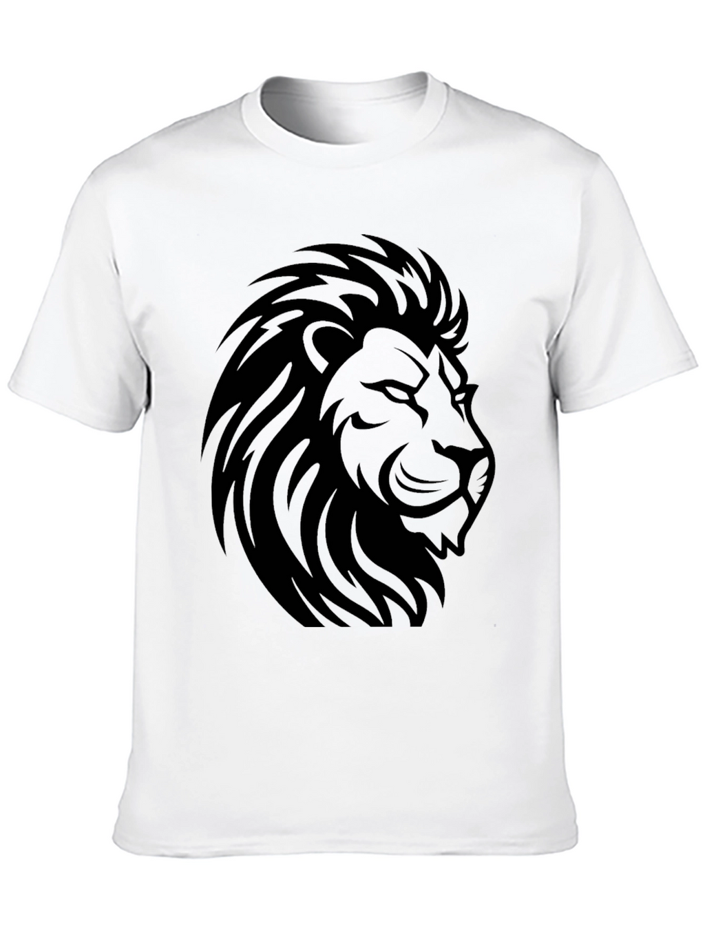 Lion Head Graphic Black T-Shirt - Mens Casual Tee