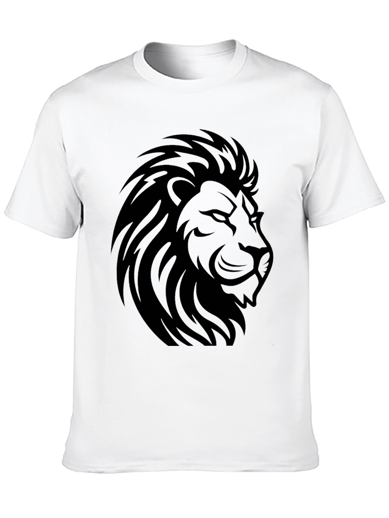 Lion Head Graphic Black T-Shirt - Mens Casual Tee